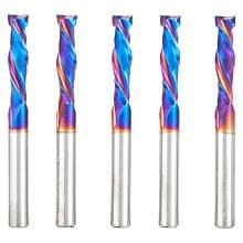1/4" x 1" 5-Piece CNC Solid Carbide Spektra Extreme Tool Life Coated Mortise Compression Spiral Bit, 1/4" Shank