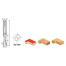 1/16" x 2 Down-Cut Spiral Plunge Bit, 2-Flute, 1/4" Shank (5/Pack)