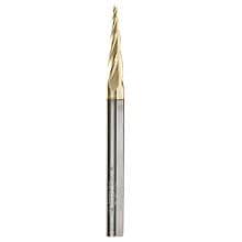 1.5mm x 75mm 2D/3D Carving Tapered Ball Tip ZrN Coated Up-Cut Spiral Router Bit, 4-Flute, 6mm Shank