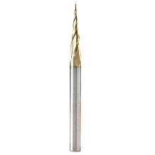 0.5mm x 75mm 2D/3D Carving Tapered Ball Tip ZrN Coated Up-Cut Spiral Router Bit, 3-Flute, 6mm Shank