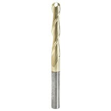 6mm x 75mm 2D/3D Carving Tapered Ball Tip ZrN Coated Up-Cut Spiral Router Bit, 2-Flute, 6mm Shank