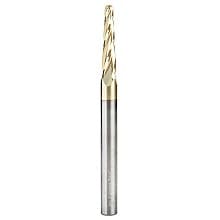 1/8" x 3" 2D/3D Carving Tapered Ball Tip ZrN Coated Up-Cut Spiral Router Bit, 4-Flute, 1/4" Shank