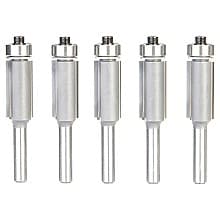 1/2" x 1" 5 Pack Carbide Tipped Flush Trim Bit, 2-Flute, 1/4" Shank