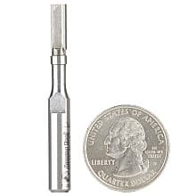 3/16" x 2" Miniature Flush Trim Plunge Template with Upper Ball Bearing, 2-Flute, 1/4" Shank