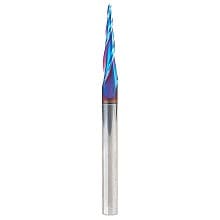 1.5mm x 75mm CNC 2D/3D Carving 5.0° Tapered Angle Ball Up-Cut Spektra Extreme Tool Life Coated Spiral Router Bit, 3-Flute, 6mm Shank
