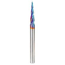 1.5mm x 75mm CNC 2D/3D Carving 5.4° Tapered Angle Ball Up-Cut Spektra Extreme Tool Life Coated Spiral Router Bit, 4-Flute, 6mm Shank