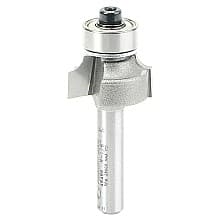 2" x 1/8" Radius Corner Rounding Bit with Ball Bearing Guide, 2-Flute, 1/4" Shank