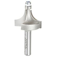 1" x 3/8" Radius Corner Round Router Bit with Lower Ball Bearing, 2-Flute, 1/4" Shank