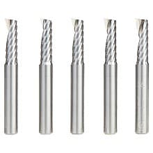 51377-5 1/4" x 2" Up-Cut 'O' Aluminum Cutting CNC Spiral Router Bit, 1-Flute, 1/4" shank (5/Pack)