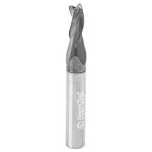3/16" Dia x 7/16" CNC Solid Carbide Spiral Router Bit for Steel/Stainless Steel with AlTiN Coating 3-Flute, 1/4" Shank, 1-7/8" Long Up-Cut Router Bit, /45º Corner Chamfer End Mill