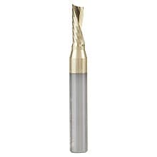 3/16" x 2" ZrN Coated Down-Cut 'O' Aluminum Cutting CNC Spiral Router Bit, 1-Flute, 1/4" Shank
