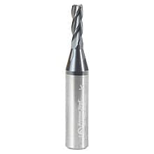 1/8 Dia x 3/8" CNC Solid Carbide Spiral Router Bit for Steel/Stainless Steel with AlTiN Coating 4-Flute, 1/4" Shank, 1-1/2" Long Up-Cut Router Bit, /45º Corner Chamfer End Mill