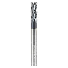 1/4" Dia x 5/8" CNC Solid Carbide Spiral Router Bit for Steel/Stainless Steel with AlTiN Coating 4-Flute, 1/4" Shank, 2-3/8" Long Up-Cut Router Bit, /45º Corner Chamfer End Mill