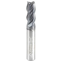 3/8" Dia x 7/8" CNC Variable Helix Spiral Router Bit, Corner Radius Bottom, 3/8" Shank x 0.020 Radius Solid Carbide AlTiN Coated Up-Cut End Mill