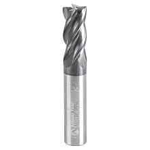 1/2" Dia x 1" CNC Variable Helix Spiral Router Bit, Corner Radius Bottom, 1/2" Shank x 0.030 Radius Solid Carbide AlTiN Coated Up-Cut End Mill