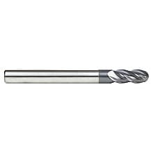 1/4" Dia x 5/8" High Performance Solid Carbide CNC Steel, Helix Spiral Ball Nose with AlTiN Coating 4-Flute, 1/4" Shank, 2-1/2" Long Up-Cut Router Bit, /End Mill