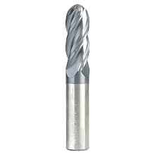 1/2" Dia x 1-1/4" High Performance Solid Carbide CNC Steel, Helix Spiral Ball Nose with AlTiN Coating 4-Flute, 1/2" Shank, 3" Long Up-Cut Router Bit, /End Mill
