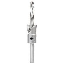 3/4" Dia x 3/8" Drill Dia Carbide Tipped Shankless Counterbore with Slow Spiral Drill, #24 Screw, 3/8" Drill Shank