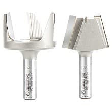 1-3/4" Dia x 1-3/16" Carbide Tipped Solid Surface Tapered Plug Cutter Repair Router Bit, Set, 1/2" Shank (2 Pieces)