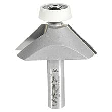 2-3/8" x 2-7/8" Lansen 45° Bevel Stainless Steel Edge Sink Solid Surface Router Bit, 2-Flute, 1/2" Shank