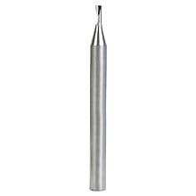 2.5mm Dia x 6mm Metric Solid Carbide CNC Spiral 'O' Single Flute, Aluminum Cutting, 6mm Shank, 64mm Long Up-Cut Router Bit
