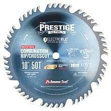 Prestige 10" x 50 Teeth Electro-Blu Non-Stick Coated Combination Ripping/Cross-Cut Saw Blade