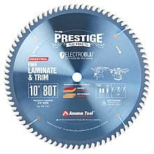 Prestige 10" x 80 Teeth Electro-Blu Non-Stick Coated Fine Cut-Off/Cross-Cut Saw Blade