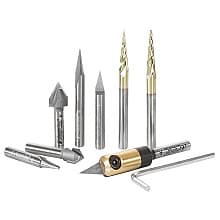 8-Piece 'V' Carving CNC Router Bit Collection, 1/4" Shank