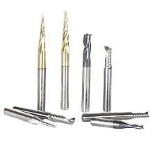 8-Piece CNC Aluminum/Plastics/Stainless Steel Cutting Router Bit Collection, 1/4" Shank