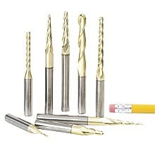 8-Piece CNC 2D/3D Carving Ball Nose ZrN Coated Up-Cut Spiral Router Bit Collection, 1/4" Shank