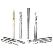 Spiral Compression, Tapered/Straight CNC Router Bit, 1/4" Shank (8 Pices)