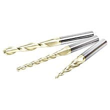 3-Piece CNC 2D/3D Carving Ball Nose ZrN Coated Up-Cut Spiral Router Bit Set, 1/4" Shank