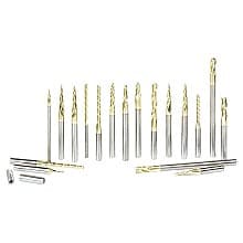 18-Piece 2D/3D Carving/Lettering ZrN Coated Up-Cut Spiral Router Bit Collection
