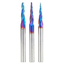 AMS-144-K 3-Piece 2D/3D Carving Ball Nose Spektra CNC Up-Cut Spiral Router Bit Set, 1/4" Shank