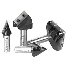 AMS-150 4-Piece 45°/60°/90°/120° 3D CNC Signmaking, Lettering/Engraving Insert V-Groove Router Bit, 1/2" Shank