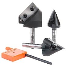 AMS-153 3-Piece 45°/60°/90° 3D CNC Signmaking, Lettering/Engraving Insert V-Groove Router Bit, 1/4" Shank