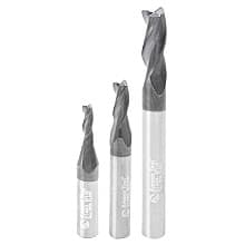 3-Pack CNC Steel/Stainless Steel Cutting Spiral End Mill Router Bit with AlTiN Coating, 1/4" Shank
