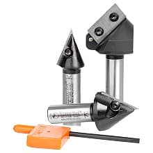 AMS-157 3-Piece CNC 2D/3D Signmaking, Lettering/Engraving Insert V-Groove Router Bit, 1/2" Shank