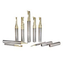 8-Piece CNC Aluminum Cutting 'O' ZrN Coated Spiral Router Bit Collection
