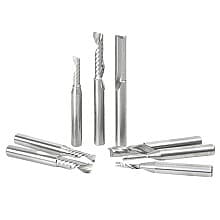 8-Piece CNC Plastic Cutting 'O' Spiral Router Bit Collection, 1/4" Shank