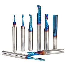 8-Piece Spektra CNC Plastic Cutting 'O' Spiral Router Bit Collection, 1/4" Shank