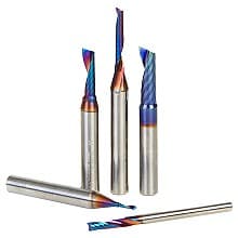 5-Piece Spektra Plastic Cutting 'O' Flute CNC Spiral Router Bit Set