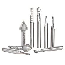 8 Piece CNC General Purpose Router Bit Collection, 1/4" Shank