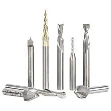 8-Piece V-Groove/Point Roundover/Multi-Purpose Router Bit Collection, 1/4" Shank