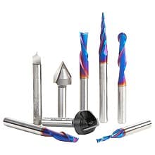 AMS-177-K-B 8-Piece CNC Point Roundover/Multi-Purpose Spektra V-Groove Router Bit, 1/4" Shank