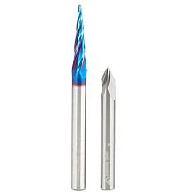 2-Piece 2D/3D Carving Spiral/V-Groove Router Bit Set, 1/4" Shank