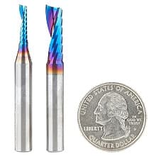 2-Piece CNC Spektra Plastic Cutting 'O' Flute Spiral Router Bit Pack, 1/4" Shank