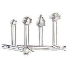 6-Pieces CNC Lettering Router Bit Set, 1/4" Shank