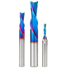 3-Piece Down-Cut Spektra Extreme Tool Life Coated Spiral Router Bit Set