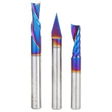 AMS-253-K 3-Piece CNC Spektra Extreme Tool Life Coated Signmaking Router Bit, Pack IV, 1/4" Shank